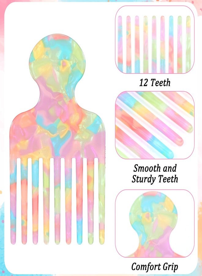 Thrymme 2 Pcs Hair Picks for Women, Wide Tooth Comb for Curls, Curly Hair Pick Comb Smooth Detangling & Lifting Styling Tool for Thick Long Hairs, Volumizing & Reduces Knots, Colorful - Image 3
